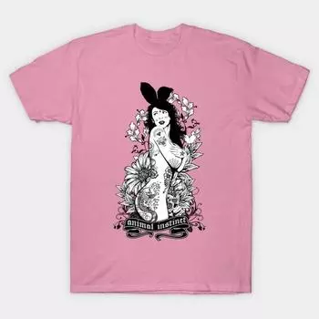 T Рубашка женщин Животный инстинкт Harajuku Печать Кавайи футболка Летний короткий рукав женский футболка Top Tee S