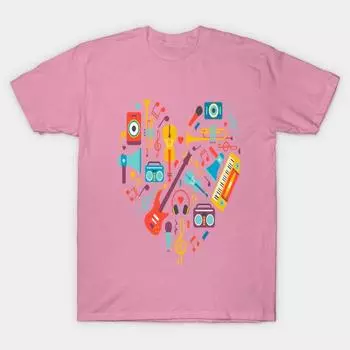 T Рубашка женщины Я люблю музыку Harajuku Печать Кавайи футболка Летний короткий рукав женский футболка Top Tee S