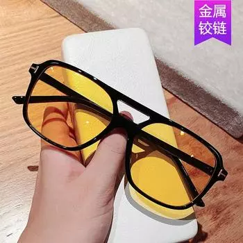 T-Shaped Double Beam Sunglasses Square Fashion Trend Sunglasses Retro Sunglasses metal hinge