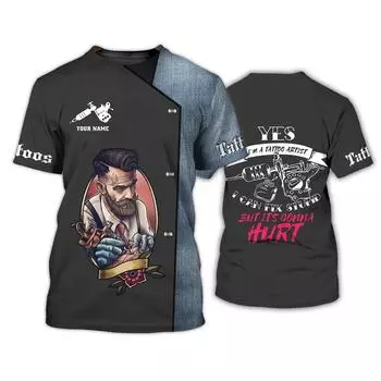 Футболка для мужчин с забавной татуировкой в стиле Харадзюку, уличная одежда для отдыха, большие топы с короткими рукавами и круглым вырезом, модные трендовые футболки с принтом на заказ 2XL