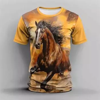 T-shirt Men s Clothing O-neck Short Sleeves T Shirts 3D Printed Animal Harajuku Casual Fashion Outdoor Soft Tees Tops S