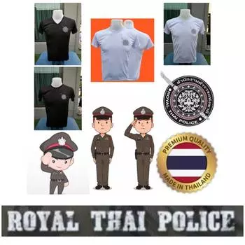 Футболка Королевская полиция Таиланда Майка с V-образным вырезом, круглым вырезом и коротким рукавом с принтом Быстросохнущая национальная униформа для мужчин и женщин унисекс S