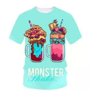 T Shirt Summer 3D Sweet Ice Cream Printed Kid Fashion Streetwear Short Sleeves Men Funny Kawaii Tee Shirts Y2k Clothing Top Tees S