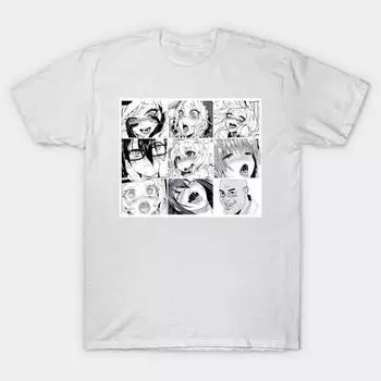 T Рубашка женщин Ahegao Harajuku Печать Кавайи футболка Летний короткий рукав женский футболка Top Tee S