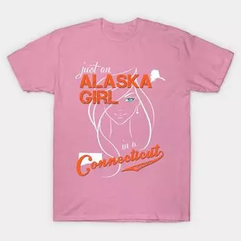 T Shirt Women Alaska Connecticut Harajuku Print Kawaii Tshirt Summer Short Sleeve Female T-Shirt Top Tee S розовый