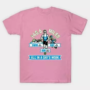 T Shirt Women All In A Days Work Long Distance Triathlon Cotton Harajuku Print Kawaii Tshirt Summer Short Sleeve Female T-Shirt Top Tee S розовый