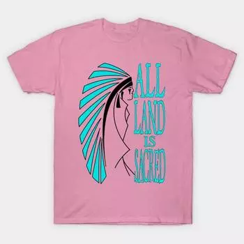 T Shirt Women All Land Is Sacred V1 Harajuku Print Kawaii Tshirt Summer Short Sleeve Female T-Shirt Top Tee S розовый