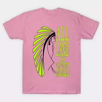 T Shirt Women All Land Is Sacred V2 Harajuku Print Kawaii Tshirt Summer Short Sleeve Female T-Shirt Top Tee S розовый