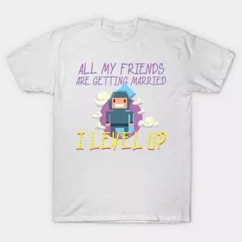 T Shirt Women All My Friends Are Getting Married I Level Up Harajuku Print Kawaii Tshirt Summer Short Sleeve Female T-Shirt Top Tee S розовый