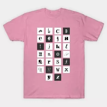 T Shirt Women Alphabet In Boxes Harajuku Print Kawaii Tshirt Summer Short Sleeve Female T-Shirt Top Tee S розовый