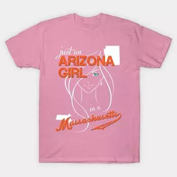 T Shirt Women Arizona Massachusetts Harajuku Print Kawaii Tshirt Summer Short Sleeve Female T-Shirt Top Tee S розовый