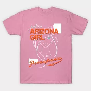 T Shirt Women Arizona Pennsylvania Harajuku Print Kawaii Tshirt Summer Short Sleeve Female T-Shirt Top Tee S розовый