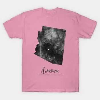 T Shirt Women Arizona State Map Harajuku Print Kawaii Tshirt Summer Short Sleeve Female T-Shirt Top Tee S розовый