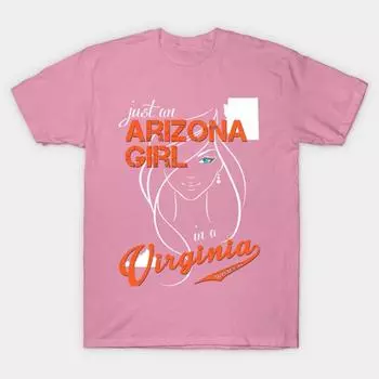 T Shirt Women Arizona Virginia Harajuku Print Kawaii Tshirt Summer Short Sleeve Female T-Shirt Top Tee S розовый