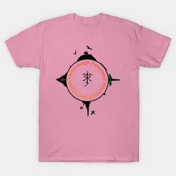 T Shirt Women Around Middle Earth Harajuku Print Kawaii Tshirt Summer Short Sleeve Female T-Shirt Top Tee S розовый