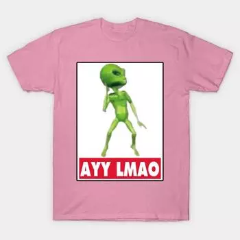 T Shirt Women Ayy Lmao Harajuku Print Kawaii Tshirt Summer Short Sleeve Female T-Shirt Top Tee S розовый