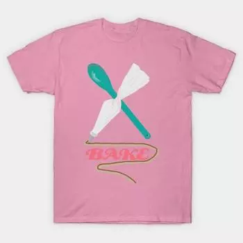 T Shirt Women Bake Harajuku Print Kawaii Tshirt Summer Short Sleeve Female T-Shirt Top Tee S розовый