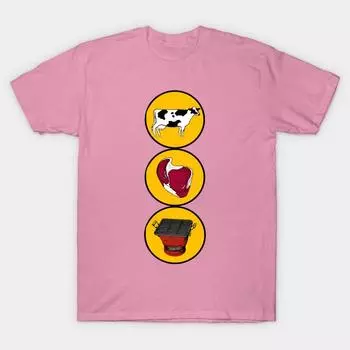 T Shirt Women Barbecue Harajuku Print Kawaii Tshirt Summer Short Sleeve Female T-Shirt Top Tee S розовый