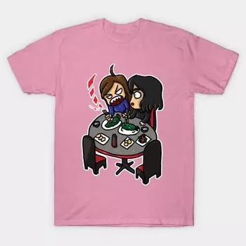 T Shirt Women Bonding With Chopsticks Harajuku Print Kawaii Tshirt Summer Short Sleeve Female T-Shirt Top Tee S розовый