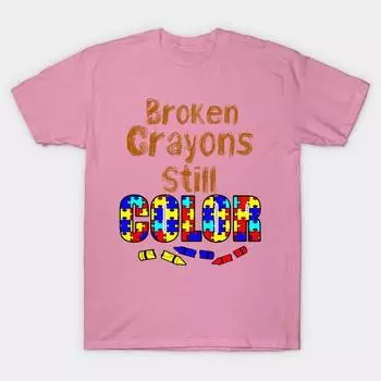 T Shirt Women Broken Crayons Still Color Harajuku Print Kawaii Tshirt Summer Short Sleeve Female T-Shirt Top Tee S розовый