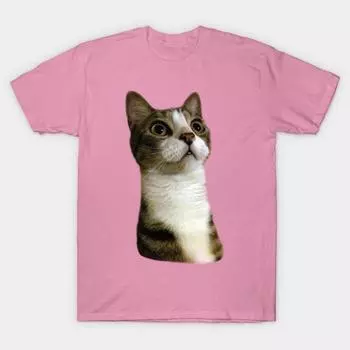 T Shirt Women Cat Lurch Harajuku Print Kawaii Tshirt Summer Short Sleeve Female T-Shirt Top Tee S розовый