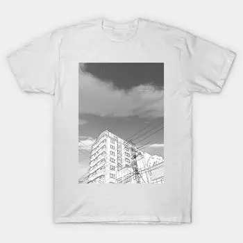 T Shirt Women City Harajuku Print Kawaii Tshirt Summer Short Sleeve Female T-Shirt Top Tee S белый