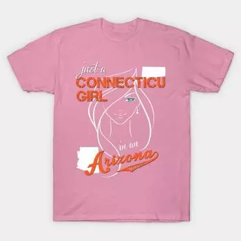 T Shirt Women Connecticut Arizona Harajuku Print Kawaii Tshirt Summer Short Sleeve Female T-Shirt Top Tee S розовый