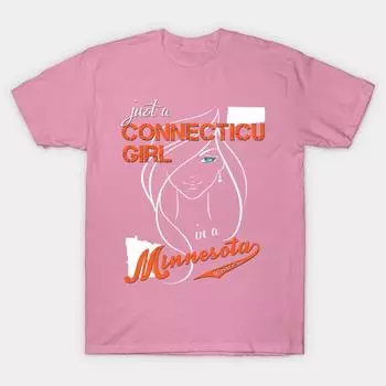 T Shirt Women Connecticut Minnesota Harajuku Print Kawaii Tshirt Summer Short Sleeve Female T-Shirt Top Tee S розовый