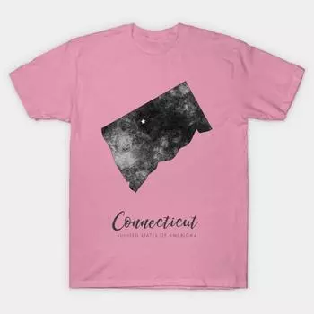 T Shirt Women Connecticut State Map Harajuku Print Kawaii Tshirt Summer Short Sleeve Female T-Shirt Top Tee S розовый