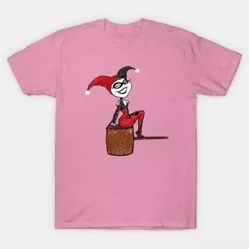 T Shirt Women Crayon Harls Harajuku Print Kawaii Tshirt Summer Short Sleeve Female T-Shirt Top Tee S розовый