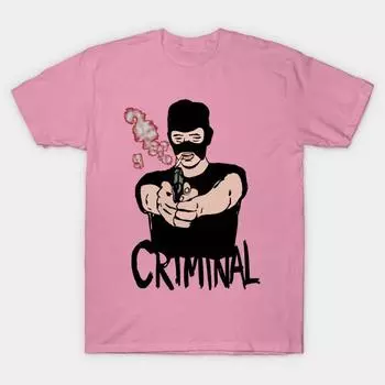 T Shirt Women Criminal Harajuku Print Kawaii Tshirt Summer Short Sleeve Female T-Shirt Top Tee S розовый