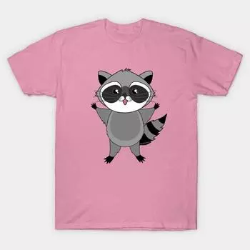T Shirt Women Cute Raccoon Harajuku Print Kawaii Tshirt Summer Short Sleeve Female T-Shirt Top Tee S