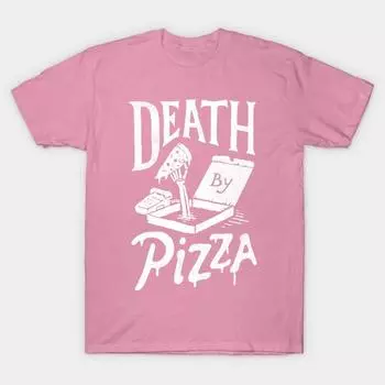T Shirt Women Death By Pizza Harajuku Print Kawaii Tshirt Summer Short Sleeve Female T-Shirt Top Tee S розовый