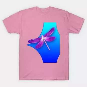 T Shirt Women Dragonfly On Blue Harajuku Print Kawaii Tshirt Summer Short Sleeve Female T-Shirt Top Tee S