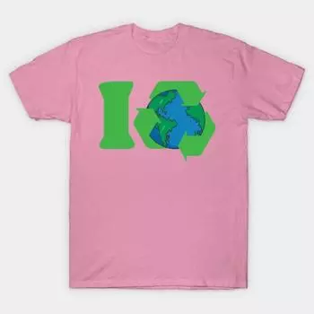 T Shirt Women Earth Day I Recycle Harajuku Print Kawaii Tshirt Summer Short Sleeve Female T-Shirt Top Tee S розовый
