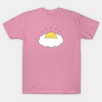 T Shirt Women Egg Cloud Sunny Side Up Harajuku Print Kawaii Tshirt Summer Short Sleeve Female T-Shirt Top Tee S розовый