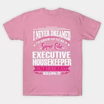 T Shirt Women Executive Housekeeper Harajuku Print Kawaii Tshirt Summer Short Sleeve Female T-Shirt Top Tee S розовый
