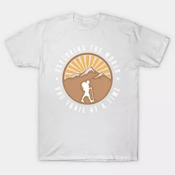 T Shirt Women Exploring The World One Trail Wandering Wanderer Harajuku Print Kawaii Tshirt Summer Short Sleeve Female T-Shirt Top Tee S розовый