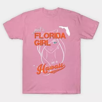 T Shirt Women Florida Hawaii Harajuku Print Kawaii Tshirt Summer Short Sleeve Female T-Shirt Top Tee S розовый