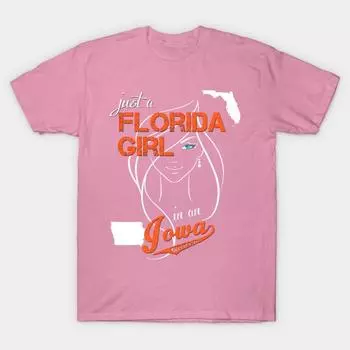 T Shirt Women Florida Iowa Harajuku Print Kawaii Tshirt Summer Short Sleeve Female T-Shirt Top Tee S розовый