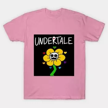 T Shirt Women Flowey Harajuku Print Kawaii Tshirt Summer Short Sleeve Female T-Shirt Top Tee S розовый