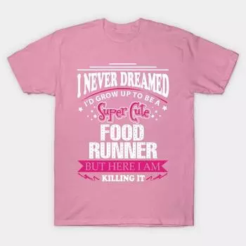 T Shirt Women Food Runner Harajuku Print Kawaii Tshirt Summer Short Sleeve Female T-Shirt Top Tee S розовый