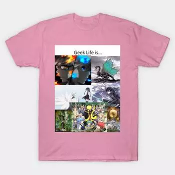 T Shirt Women Geek Life Is Harajuku Print Kawaii Tshirt Summer Short Sleeve Female T-Shirt Top Tee S розовый