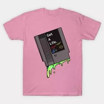 T Shirt Women Get A Life Nes Tee Harajuku Print Kawaii Tshirt Summer Short Sleeve Female T-Shirt Top Tee S розовый