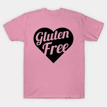 T Shirt Women Gluten Free Heart T Shirt Harajuku Print Kawaii Tshirt Summer Short Sleeve Female T-Shirt Top Tee S розовый
