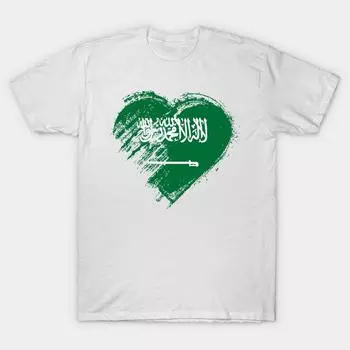 T Shirt Women Grungy I Love Saudi Arabia Heart Flag Harajuku Print Kawaii Tshirt Summer Short Sleeve Female T-Shirt Top Tee S розовый