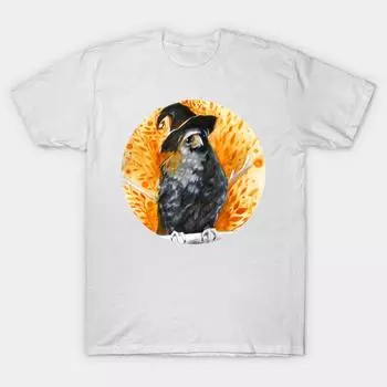 T Shirt Women Halloween Witch Crow Inktober 10 Harajuku Print Kawaii Tshirt Summer Short Sleeve Female T-Shirt Top Tee S розовый