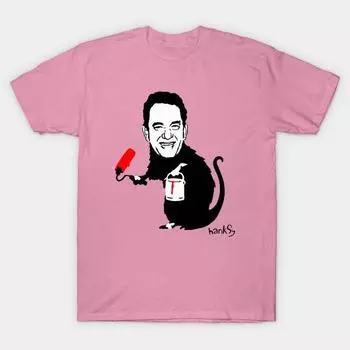 T Shirt Women Hanksy Street Art Rat Harajuku Print Kawaii Tshirt Summer Short Sleeve Female T-Shirt Top Tee S розовый