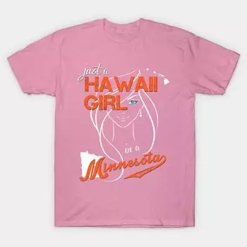 T Shirt Women Hawaii Minnesota Harajuku Print Kawaii Tshirt Summer Short Sleeve Female T-Shirt Top Tee S розовый