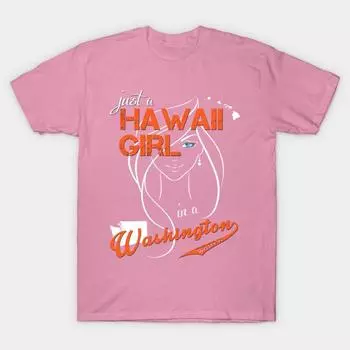 T Shirt Women Hawaii Washington Harajuku Print Kawaii Tshirt Summer Short Sleeve Female T-Shirt Top Tee S розовый